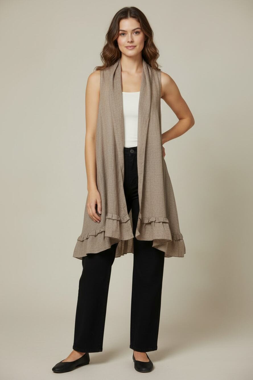 Origami Taupe Hi-Lo Oversized Vest Onesize